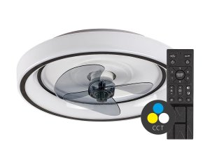 Černé stropní LED svítidlo s ventilátorem Horacio 470mm 67W CCT s DO