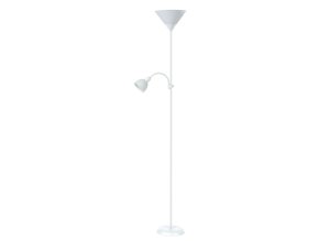 Bílá stojací lampa Action s bílými stínidly pro žárovky E27+E14