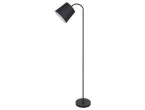Černá stojací lampa Godric s černým stínidlem pro žárovku E27