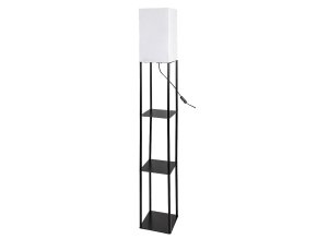 Černá stojací lampa Bronn s bílým stínidlem pro žárovku E27