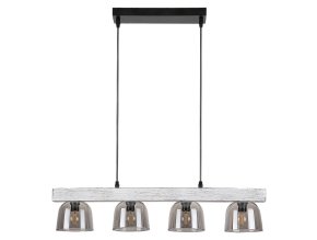 Černý závěsný lustr Cardamom s dekorem dřeva pro žárovku 4x E14