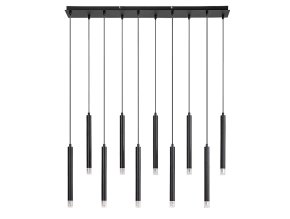 Černý závěsný lustr Ramira pro žárovku 10x G9