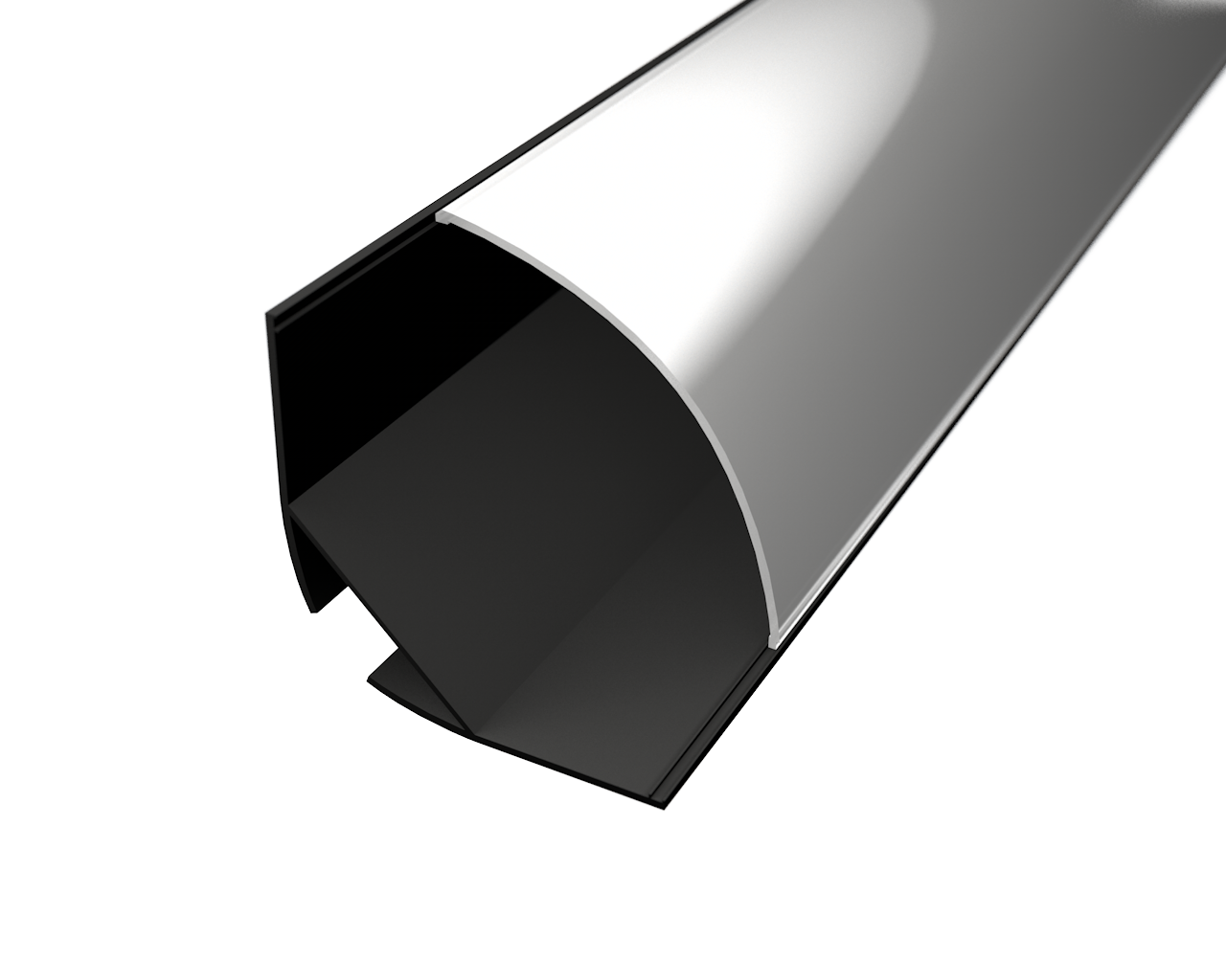 LED Solution Hliníkový profil pro LED pásky rohový R1 černý Vyberte variantu a délku: Profil + Kulatý opálový difuzor 1m 09406_09113