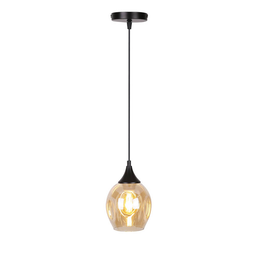 Candellux Černo-hnědý závěsný lustr Aspa pro žárovku 1x E27 31-00583