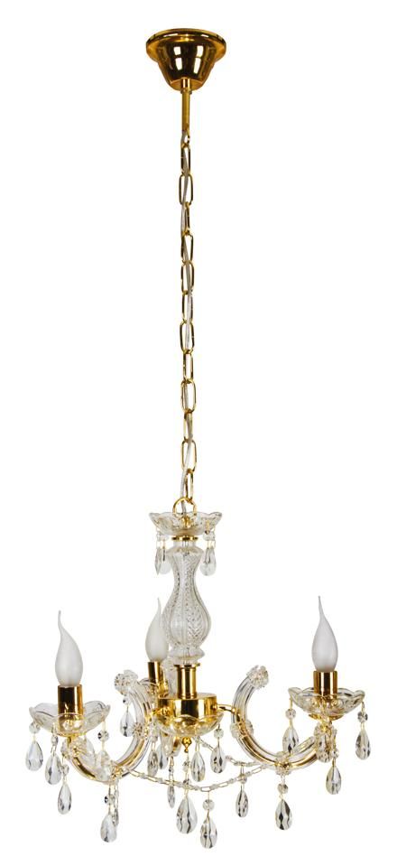Candellux Zlatý křišťálový lustr Maria Teresa pro žárovku 3x E14 33-94639