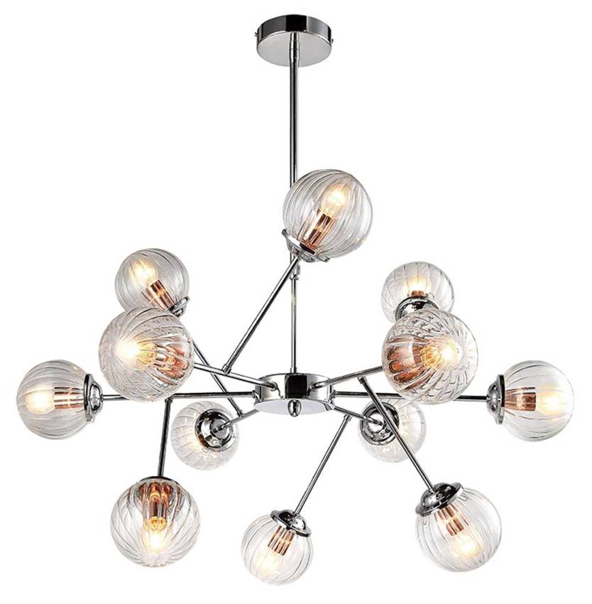 Candellux Chromový závěsný lustr Best pro žárovku 12x E14 30-64806