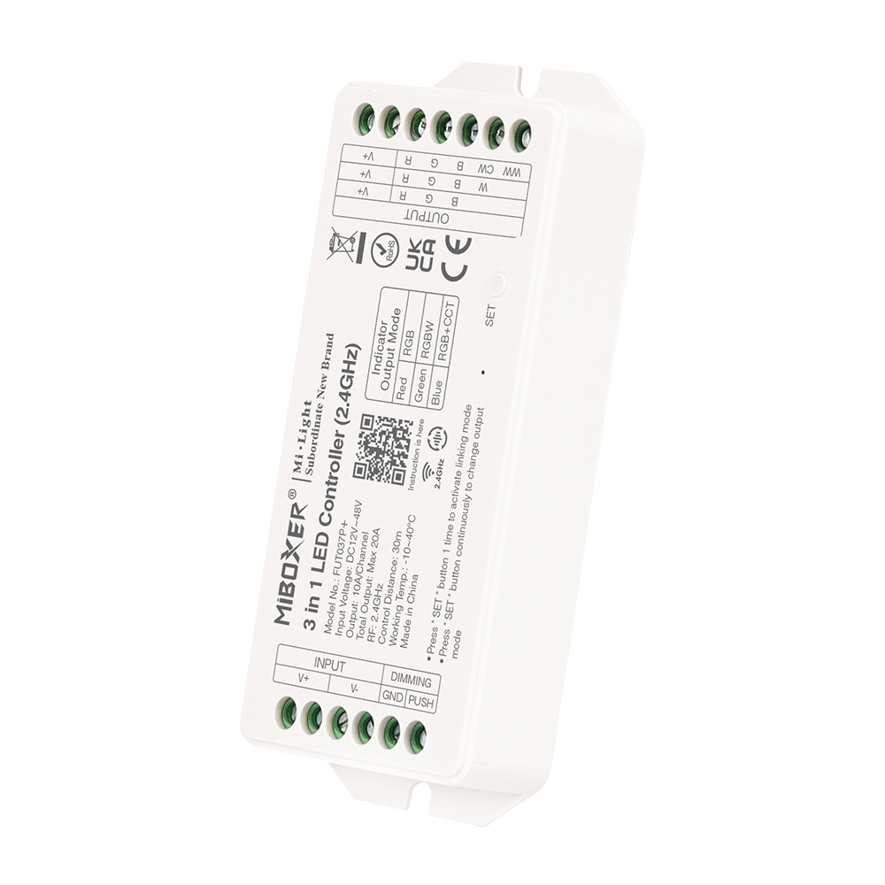 LED Solution Mi-Light MiBoxer RF Přijímač 20A 3v1 pro RGB, RGBW, RGB+CCT LED pásky FUT037PPLUS