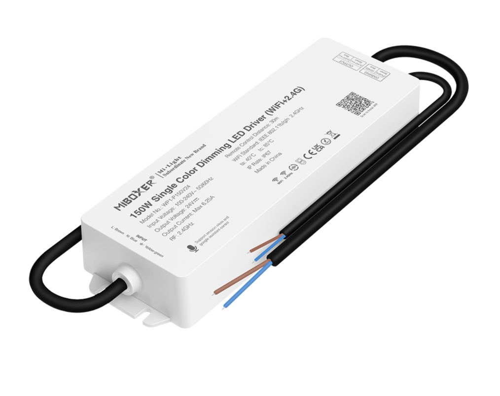 LED Solution Mi-Light MiBoxer WIFI+RF Napájecí zdroj s integrovanou řídící jednotkou 24V 150W pro jednobarevné LED pásky WP1-P150V24