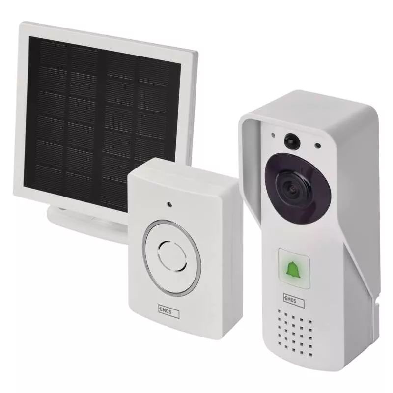EMOS GoSmart Domovní bezdrátový bateriový videozvonek s WiFi a solárním panelem H4030