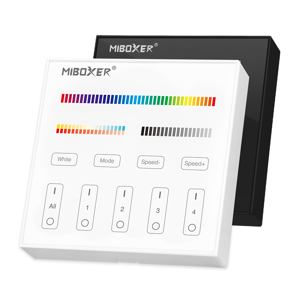 LED Solution Mi-Light RF Nástěnný dálkový ovladač pro RGB a CCT LED pásky, 4-kanálový Barevná varianta patice: Černá B4-B