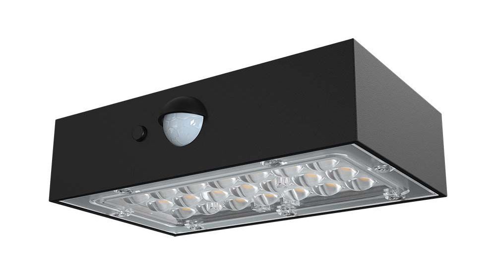 LED Solution Černé LED nástěnné solární svítidlo s pohybovým čidlem 3W IP65 10305