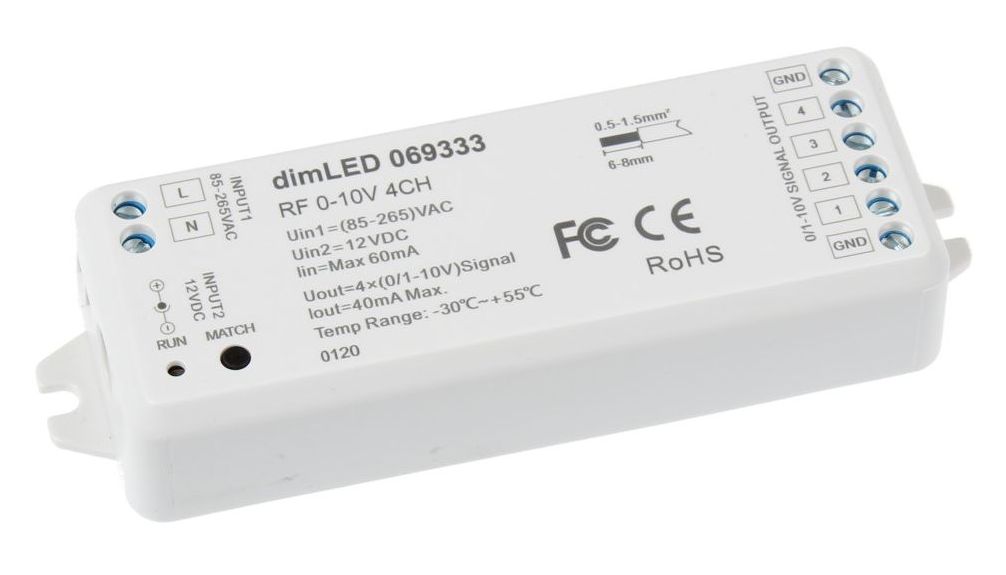 T-LED DimLED přijímač 0/1-10V 4-kanálový 069333