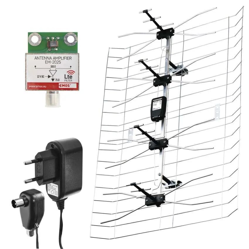 EMOS Venkovní anténa EM-025, 0-100km, DVB-T2, DAB, filtr LTE/4G J0665