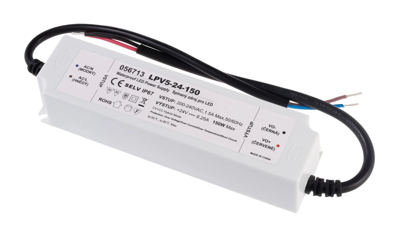 T-LED LED zdroj (trafo) hybrid CV+CC 24V 150W IP67 056713
