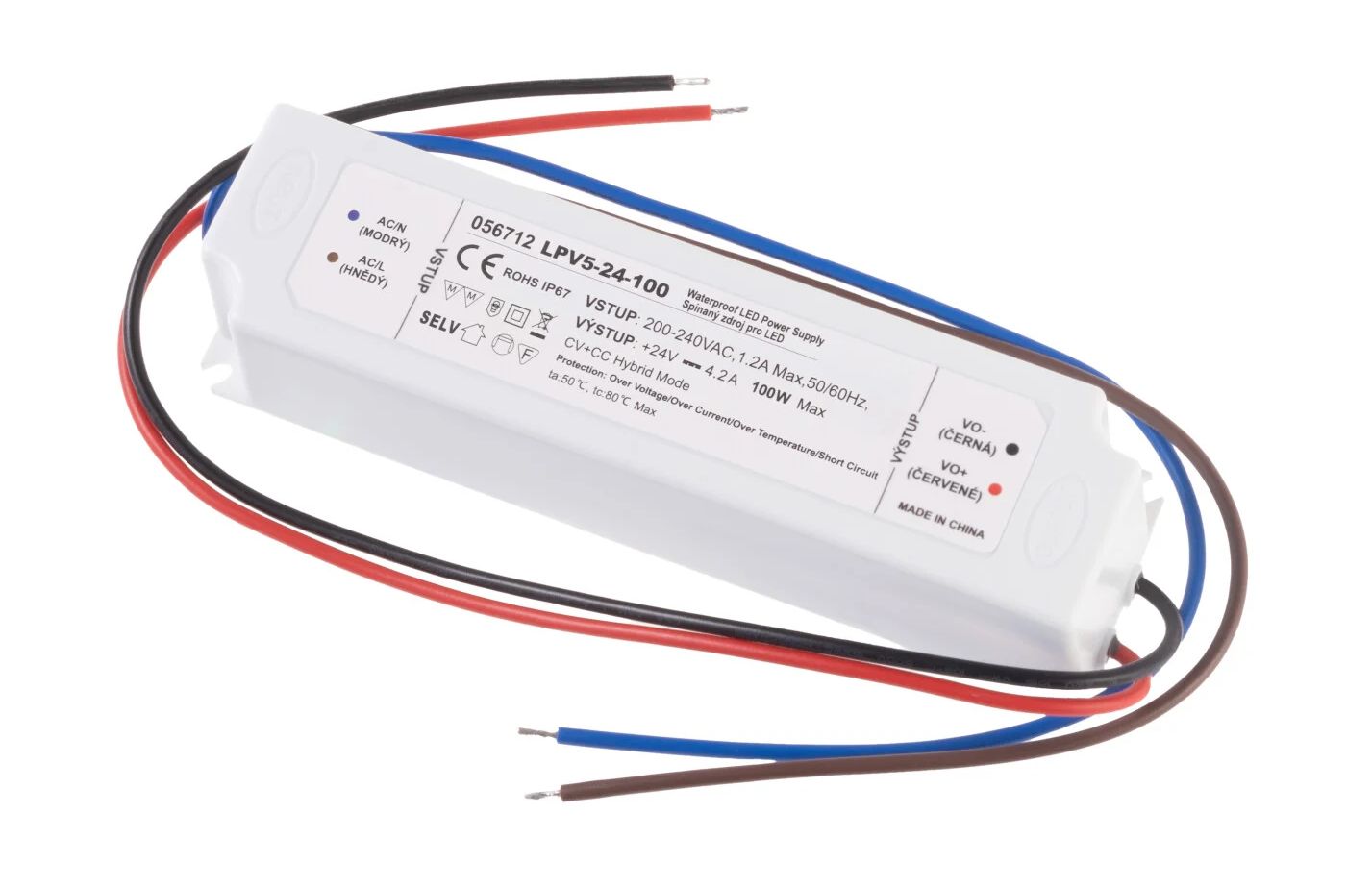 T-LED LED zdroj (trafo) hybrid CV+CC 24V 100W IP67 056712
