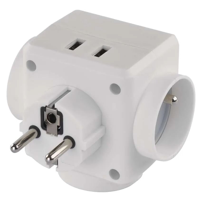 EMOS Bílá rozbočovací zásuvka 3x + 2x USB P0024U