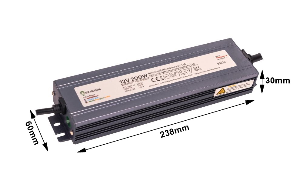 LED Solution LED zdroj (trafo) 24V 200W IP67