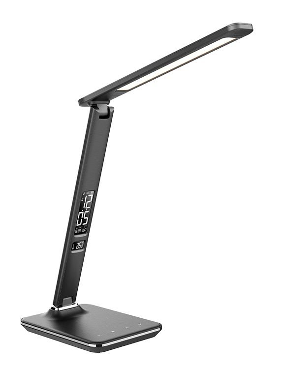 Solight LED stolní lampa 9W s displejem černá WO45-B