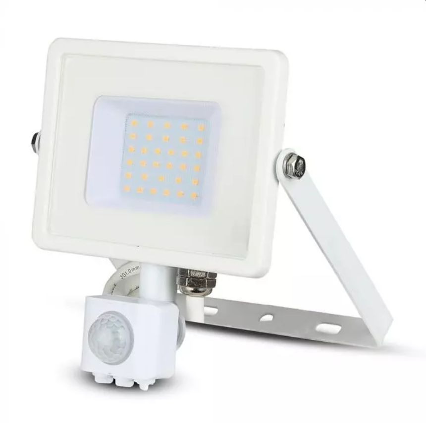 LED Solution Bílý LED reflektor 30W s pohybovým čidlem Premium Barva světla: Teplá bílá 457