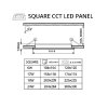 Černý vestavný LED panel hranatý 120 x 120mm 6W 24V CCT