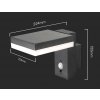 Černé LED nástěnné solární svítidlo hranaté s pohybovým čidlem 5,5W IP54
