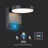 Černé fasádní LED svítidlo kulaté s pohybovým čidlem 17W IP65