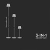 Bílá LED stojací nabíjecí lampa 500-1300mm 4W IP54