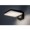 Černé fasádní solární LED svítidlo s pohybovým čidlem Lasset 4,4W IP54