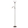 Hnědá stojací lampa Action s bílými stínidly pro žárovky E27+E14