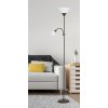 Hnědá stojací lampa Action s bílými stínidly pro žárovky E27+E14