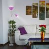 Stříbrná stojací lampa Action s fialovými stínidly pro žárovky E27+E14