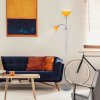 Stříbrná stojací lampa Action s oranžovými stínidly pro žárovky E27+E14