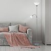 Stříbrná stojací lampa Action s bílými stínidly pro žárovky E27+E14