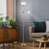 Zlatá stojací lampa Action s bílými stínidly pro žárovky E27+E14