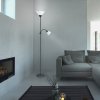 Černá stojací lampa Action s bílými stínidly pro žárovky E27+E14