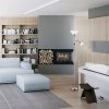 Bronzová stojací lampa Action s bílými stínidly pro žárovky E27+E14