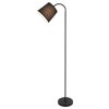 Černá stojací lampa Godric s černým stínidlem pro žárovku E27