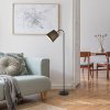 Černá stojací lampa Godric s černým stínidlem pro žárovku E27
