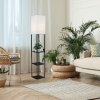 Černá stojací lampa Bronn s bílým stínidlem pro žárovku E27