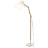 Bílá stojací lampa Thomas s dekorem dřeva pro žárovku E27