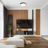 Černé stropní LED svítidlo Maple s dekorem dřeva 415mm 24W