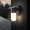 Černé LED fasádní solární svítidlo válcové 0,9W IP54 CCT s DO