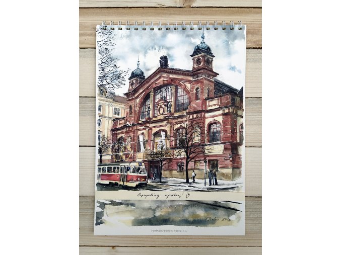 Upcycle blok kalendář Prahy - Vinohradský pavilon