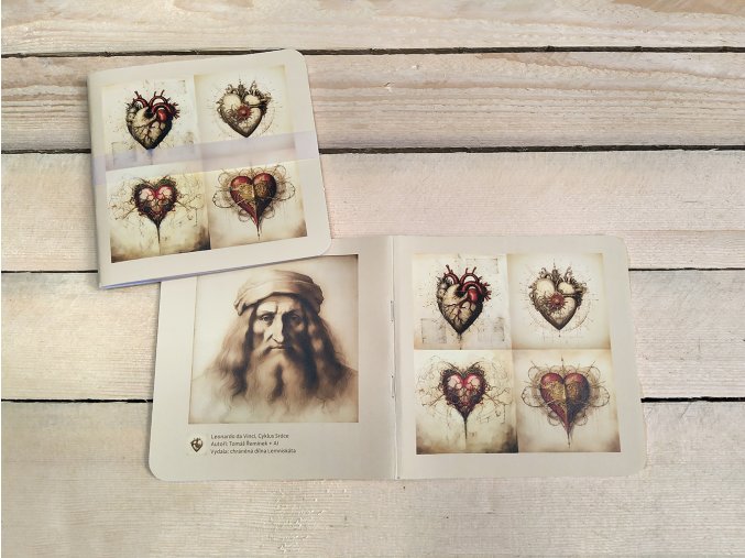 Ručně vyrobený čtvercový sešit - Leonardo da Vinci - 14,5x14,5 cm