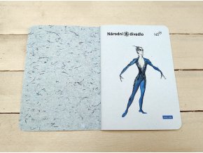 Ručně vyrobený sešit A5 z kostýmů Baletu Národního divadla - Modrý pták