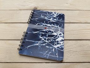 Ručně vyrobený ART blok A5 -  Kamila Havlíková - "Střapatý" Kyanotyp