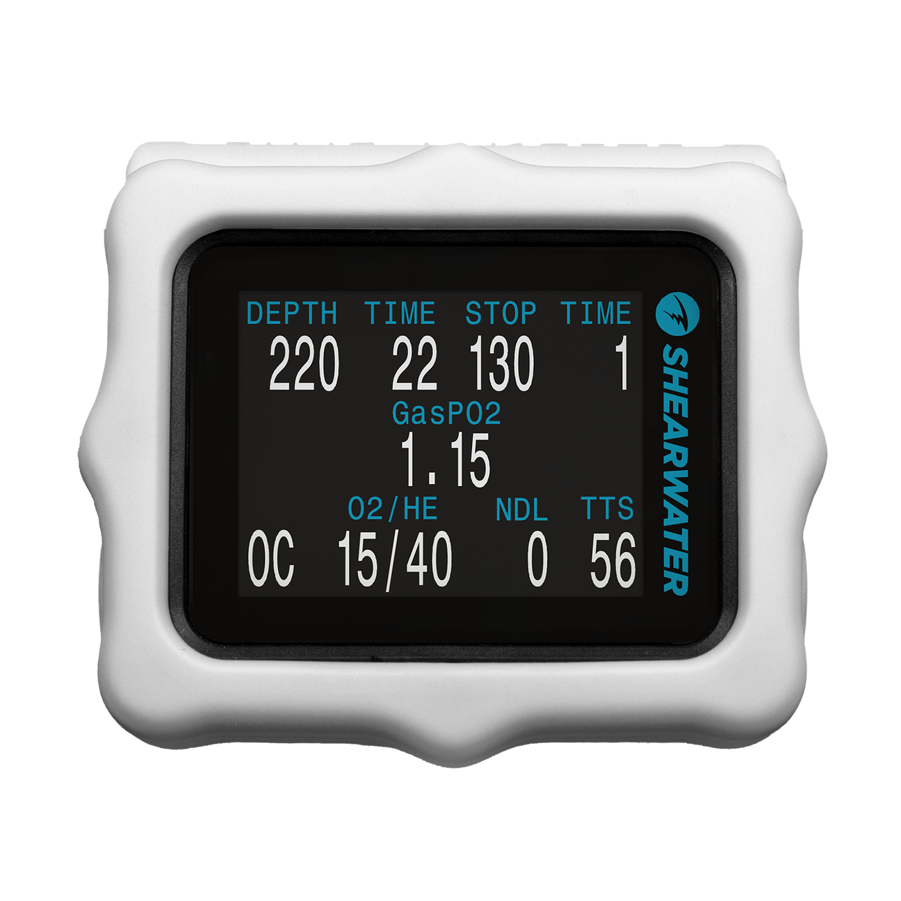 Detailná konfigurácia puzdra na prístroji Perdix; viditeľná je čitateľnosť telemetrických údajov pri súčasnom zachovaní hrúbky ochranného lemu.