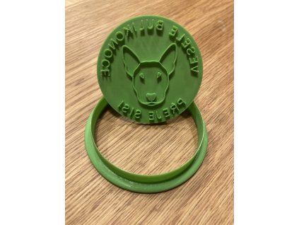 Vykrajovátko s razítkem Bullterrier - Velikonoční kolečko (hlava bez monoklu)