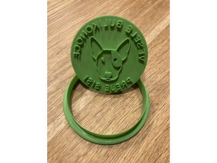 Vykrajovátko s razítkem Bullterrier - Velikonoční kolečko (hlava s monoklem)