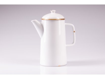 originální konvice, retro konvice, retro konev, konvice na čaj, bílá porcelánová konvice, porcelánová konvice na čaj, porcelánová konev, designová konev na čaj, konvice na čaj, konvice, konev, designová konev, konev na čaj, porcelánová konvice, čajová konvice, porcelán, český porcelán, luckavo, Lucie Tomis, retro nádobí, plecháček, smaltovaný design, zlatá konvice